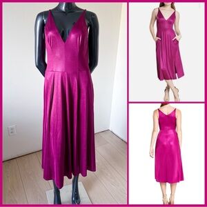 NWT Dress The Population Serafina Fit & Flare Midi Dress in Dark Magenta Medium